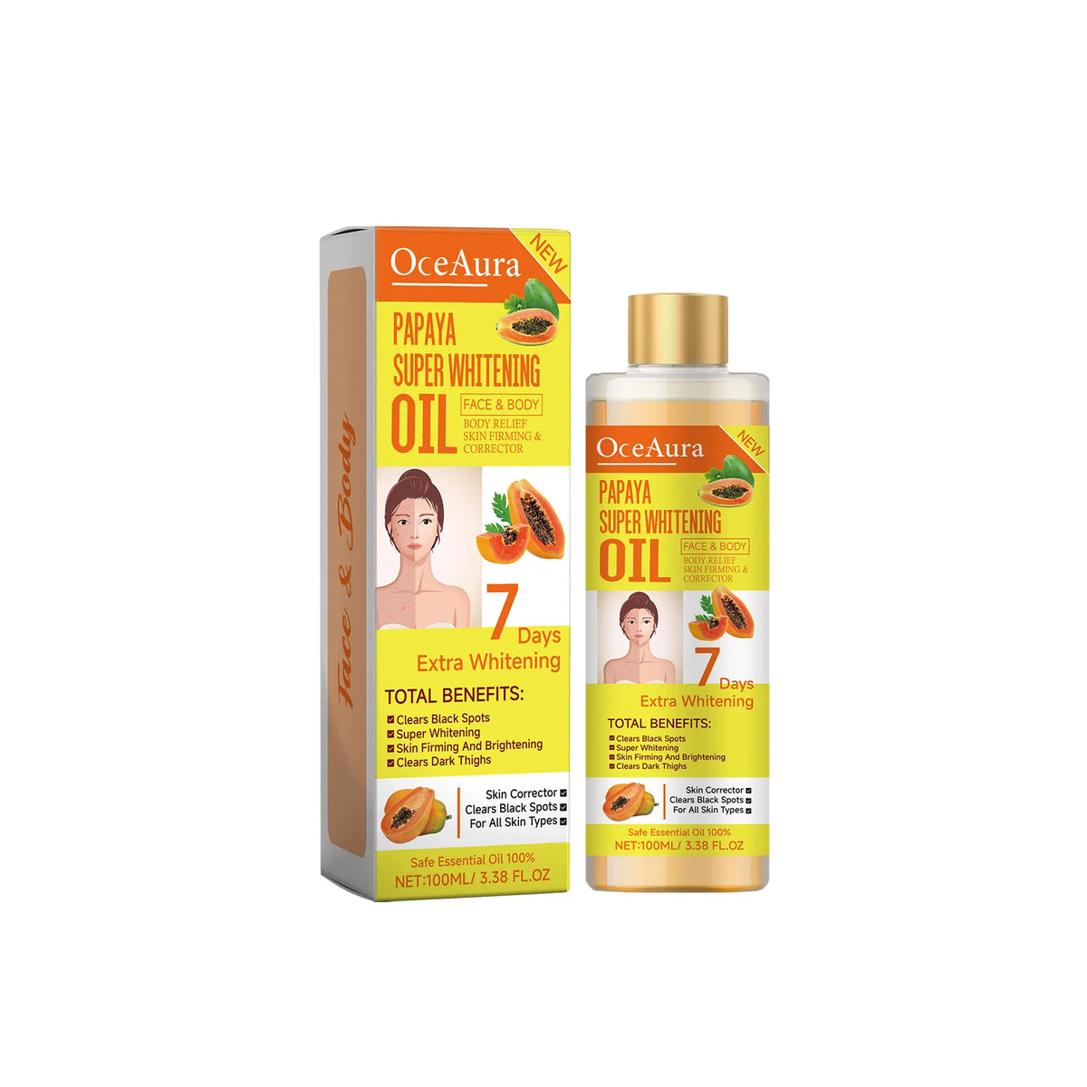 Papaya Whitening Body Oil Nourishing Brightening Skin Care Relaxing Muscle Smoothing Moisturizing Body Massage Skin Papaya Oil