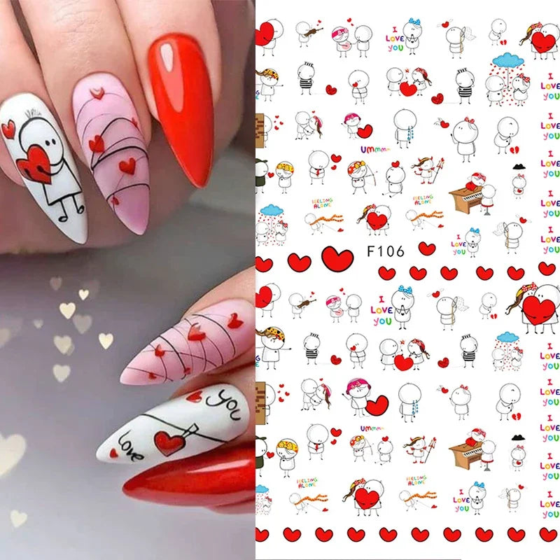 1PCS Laser Love Letter Nail Sticker Nail Art Decoration Flower Star supplies Decals Press On Nails Stickers Parts