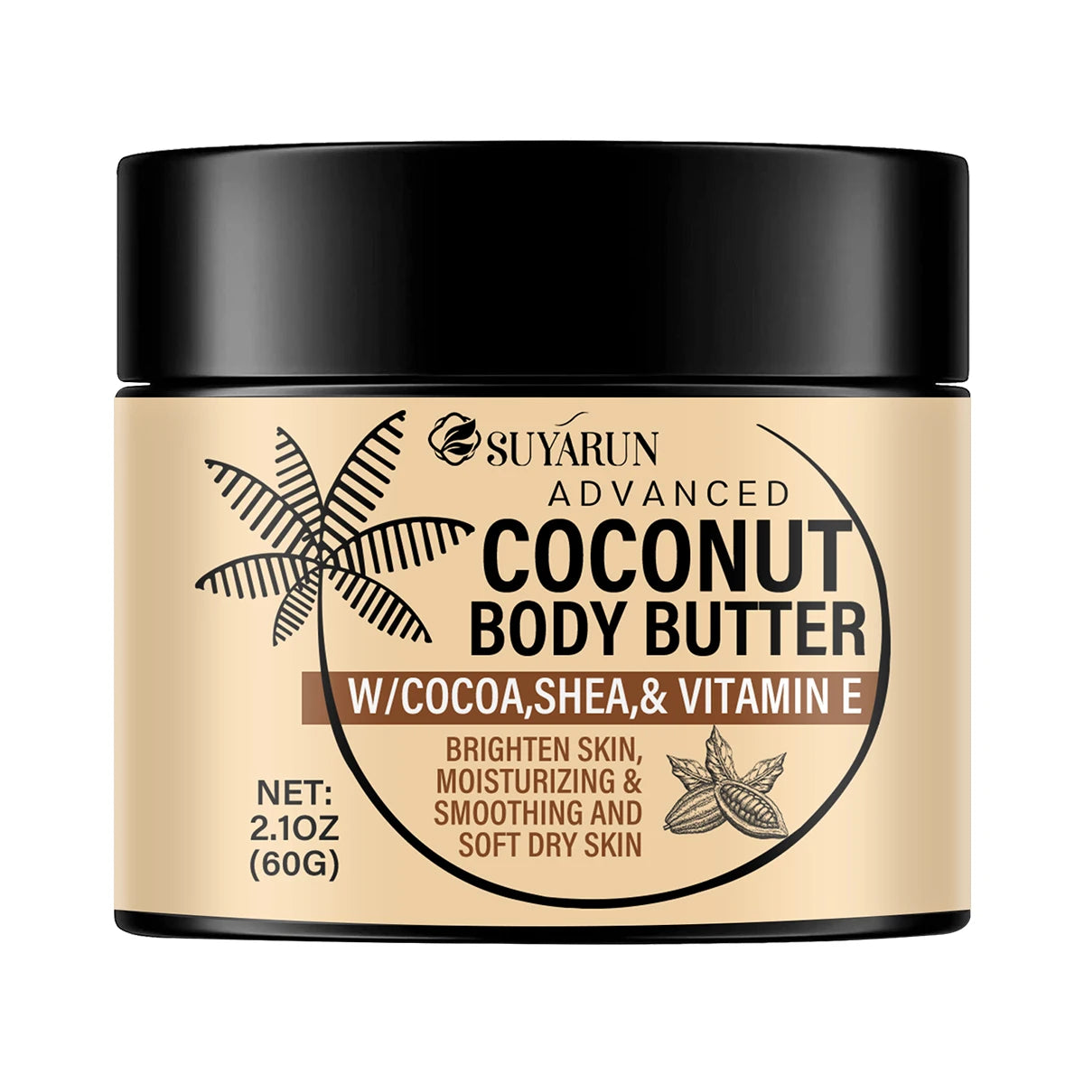 SUYARUN Deep Moisturizing Cream for Dry Skin, Organic Hydration with Coconut Oil, Fast Absorbing, 24 Hour Nourishing.