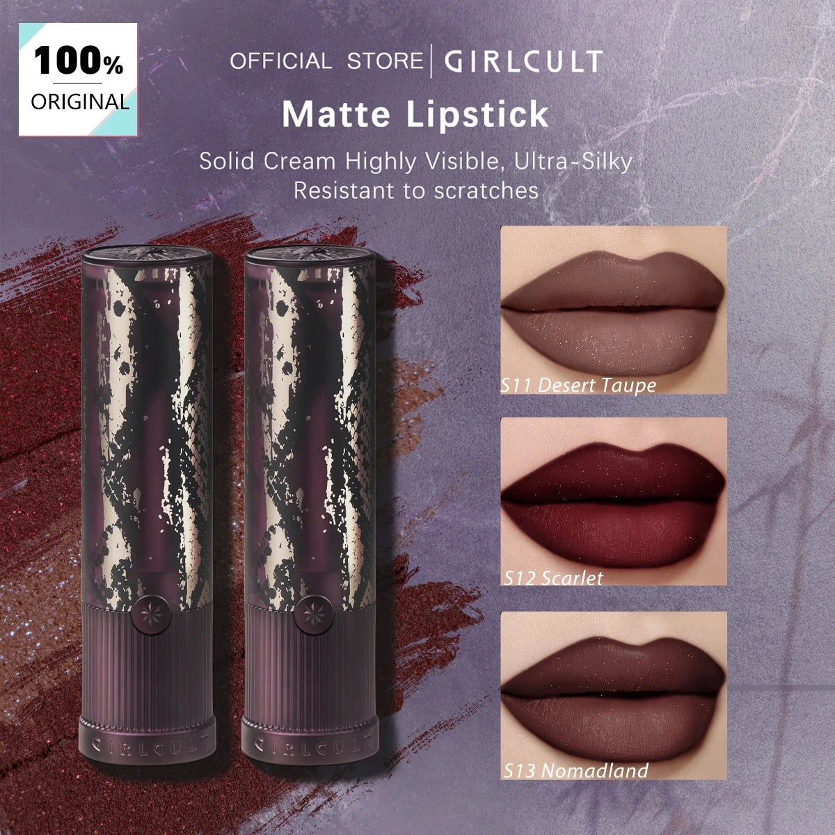 Girlcult Matte Lipstick(S11-S13),Retro Party Makeup,Wear Alone or Layer,Medium Longevity,Highly Pigmented & VibrantMatte Lock,