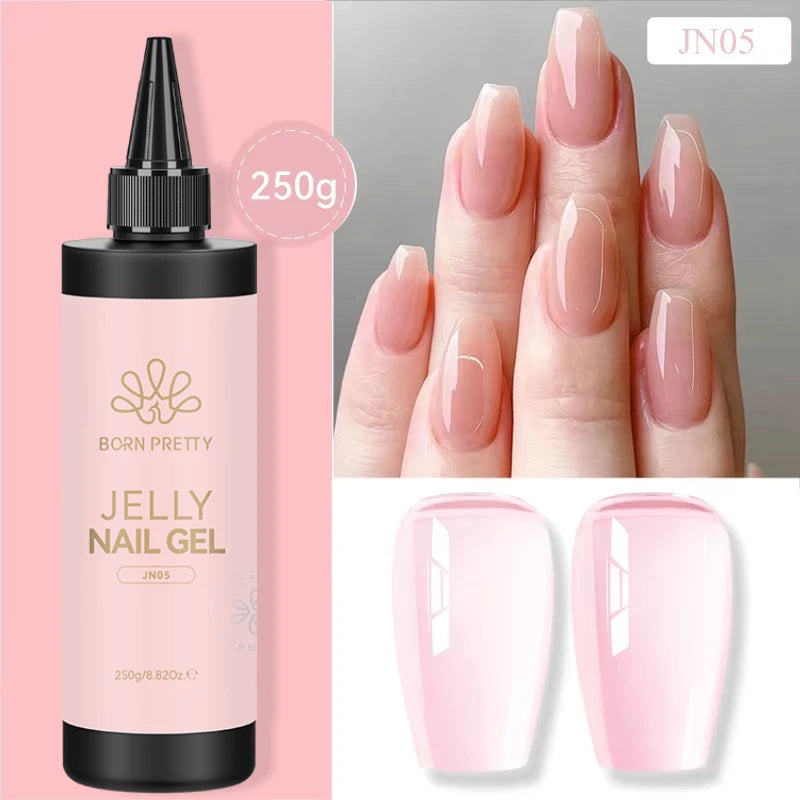 BORN PRETTY 250g Super Top Coat Gel Nail Polish Base Gel Matte Top Coat Jelly Gel Rubber Base Gel Soak Off Big Volume Varnish