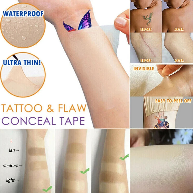 6 Pcs Tattoo Scar Flaw Concealing Tapes Waterproof Tattoo Film Ultra Thin Patch Tattoo Scar Patches Birthmark Concealing Sticker