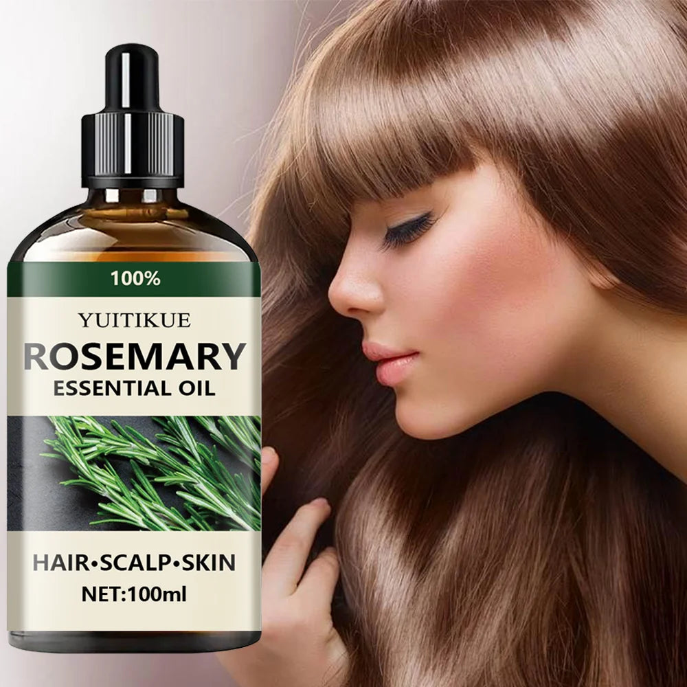 100% pure rosemary essential oil, suitable for hair, scalp, and skin, natural aromatherapy oil, nourishing and revitalizing.