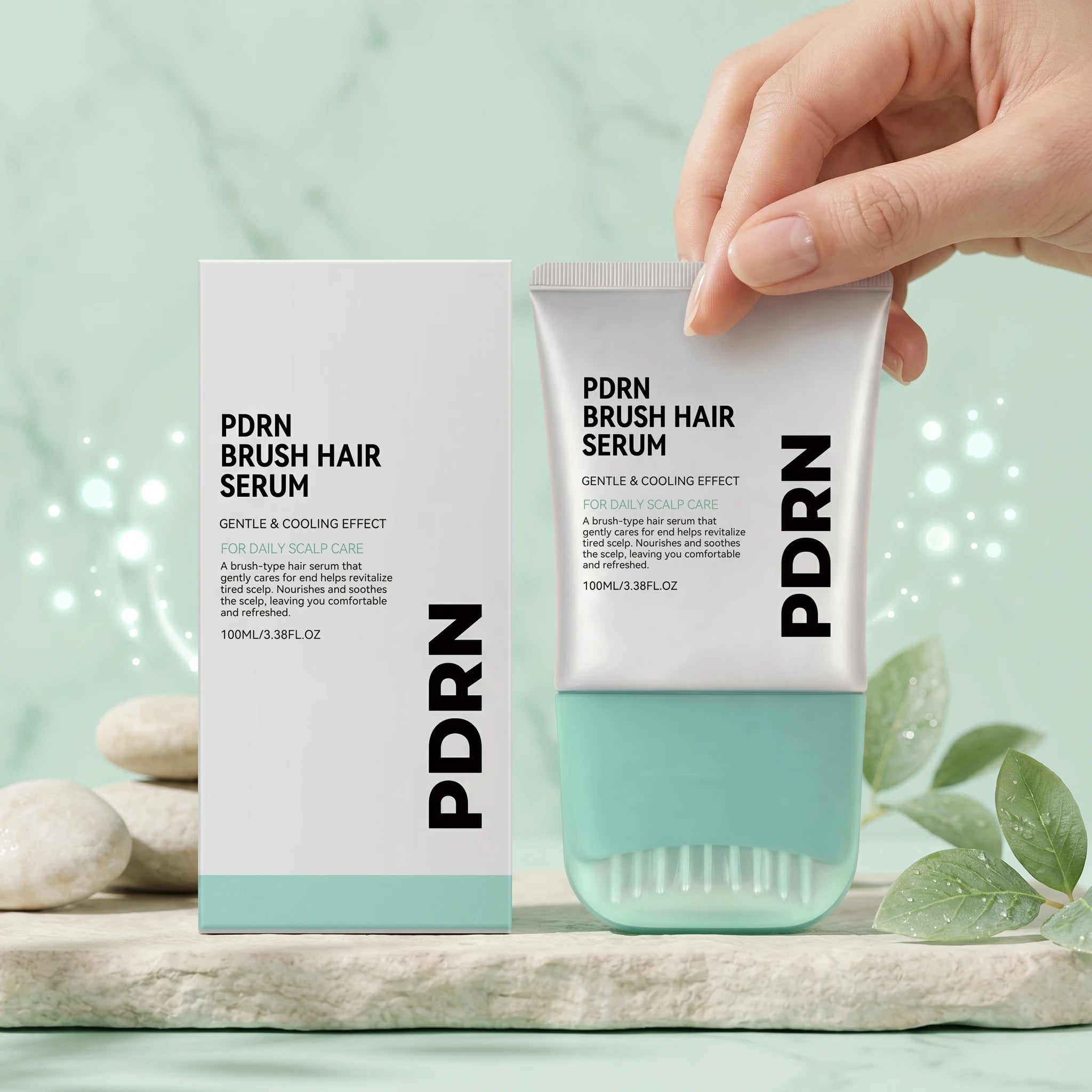 PDRN Hair Serum With Built-In Brush,Strengthen Hair Root Anti Hair Loss Improve Scalp Environment Daily Head Care Scalp Massager