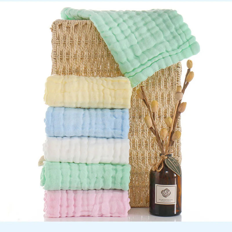 5Pcs 25x25cm Baby Towel Bath Towels Face Washcloth Muslin Squares Cotton Hand Wipe Gauze for Bathing Feeding Kids Handkerchief