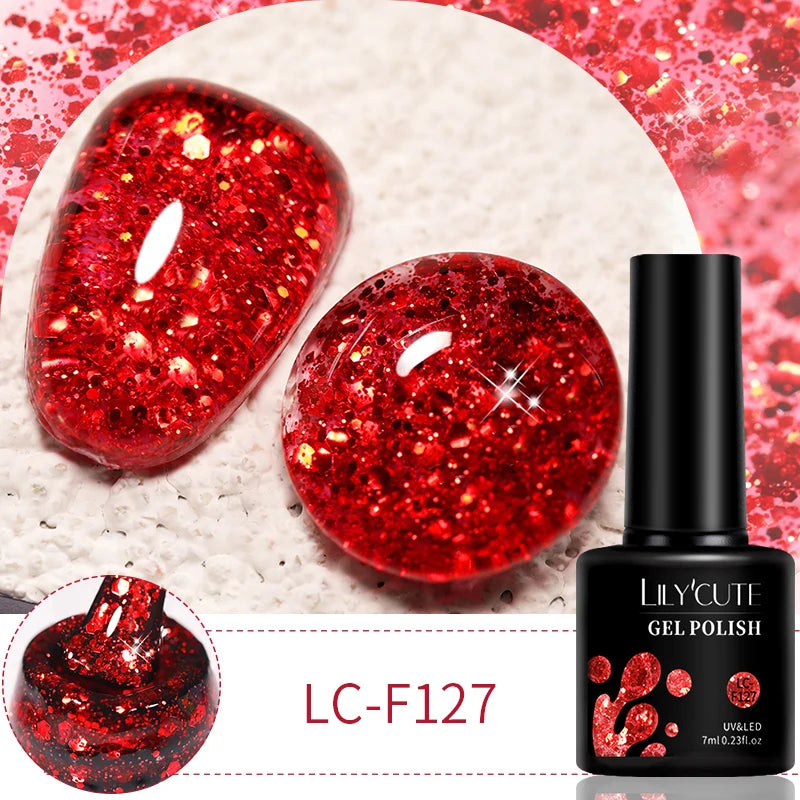 LILYCUTE 7ml 9D Black Crystal Cat Magnetic Gel Nail Polish Laser Silver Glitter Semi Permanent Manicure For Nail Art Gel Varnish