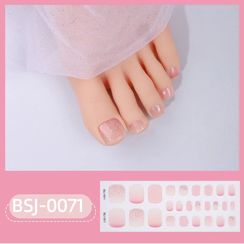26Tips Pure Toe Gel Nail Sticker Hardens with UV Lamp Curing Waterproof Phototherapy Oil Gel Foil Nail Art Decorations