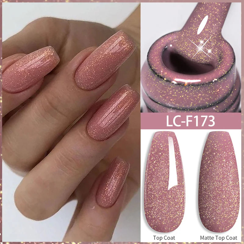 LILYCUTE 7ml Champagne Rose Gold Glitter Gel Nail Polish Colorful Sparking Long Lasting Manicure Soak Off Nails Art Gel Varnish