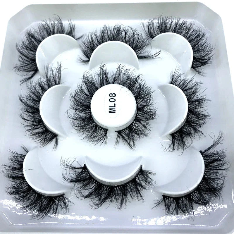 New 5 pairs of handmade mink eyelashes fake eyelashes natural nude makeup simulated cross messy eyes 3D curly eyelashes