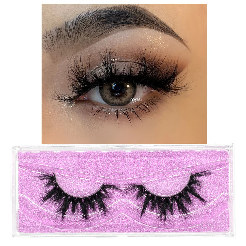 FOXESJI Makeup Eyelashes 3D Mink Lashes Natural Long Lasting Wispy Soft Eyelash Extension Fluffy Eye Lashes Mink False Eyelashes