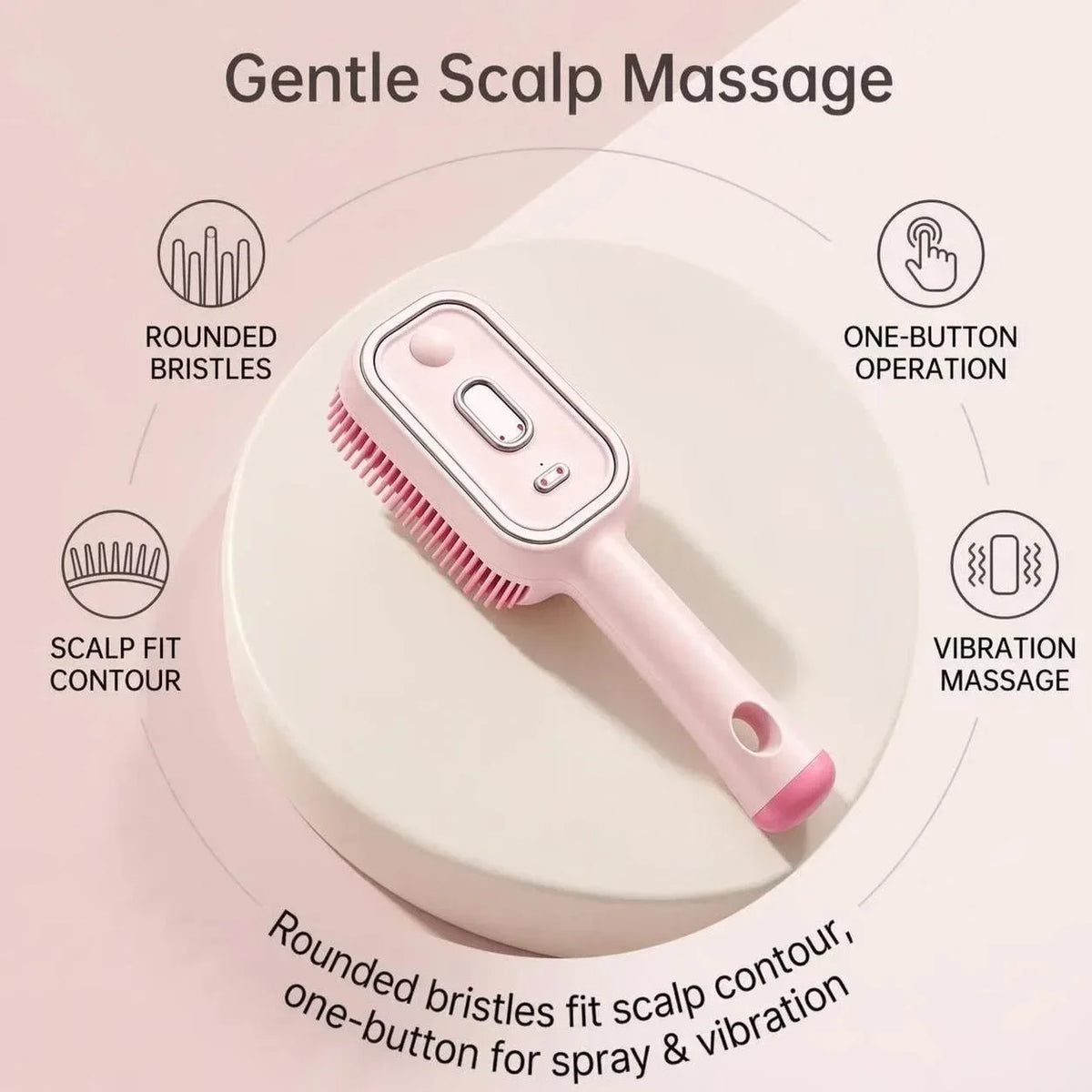 Electric Spray Hair Brush 2-In-1 Misting Hair Brush with Water Spray Reduce Frizz Anti-Static Retractable Steam Massage Comb