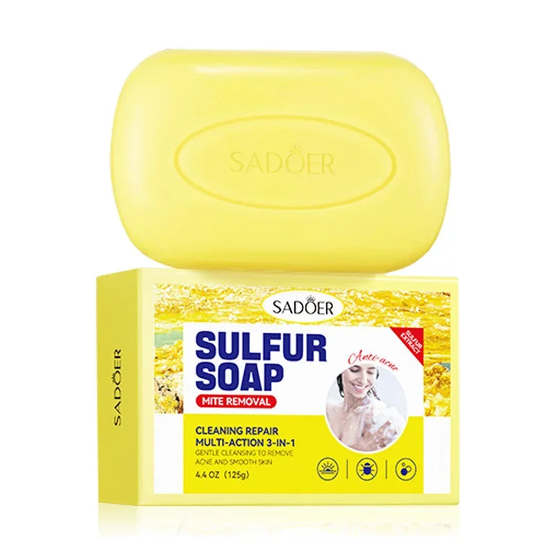 1/2Pcs Sadoer Sulfur Mite Removing Facial Soap Universal Handmade Soap for Body & Face Wash Foam Moisturizing Facial Cleanser