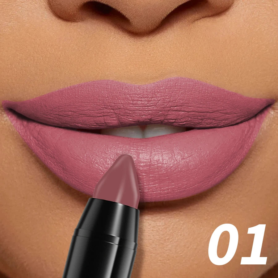 15-Color Velvet Matte Lipstick Pencil Waterproof  Red Brown Pink Long Lasting Lip Stick Korean Makeup Lip Tint Cosmetic Lipgloss