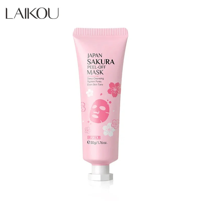 LAIKOU Cherry Blossom Peel Off Mask ,Hydrating & Deep Cleansing Brightening Face Mask for Blackhead Removal and Pore Minimizing