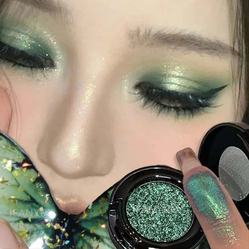Metallic Glitter Eyeshadow Cream Chameleon Butterfly Green Shimmer Highlighter Pearlescent Eyeshadow Palette Sparkle Eyes Makeup