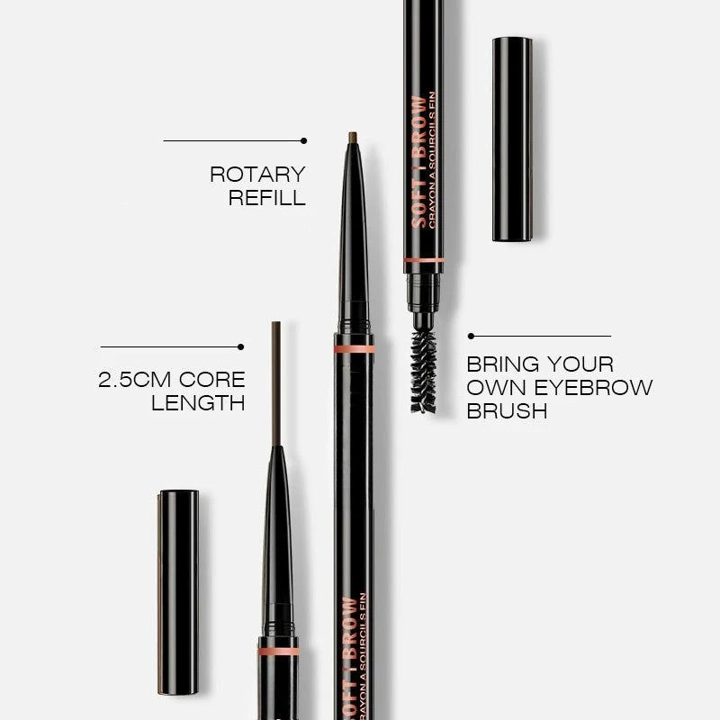 Double headed Rotable Eyebrow Pen with a 1.5mm diameter Fine refill Waterproof Wild Eyebrow Pen and Eyebrow Brush