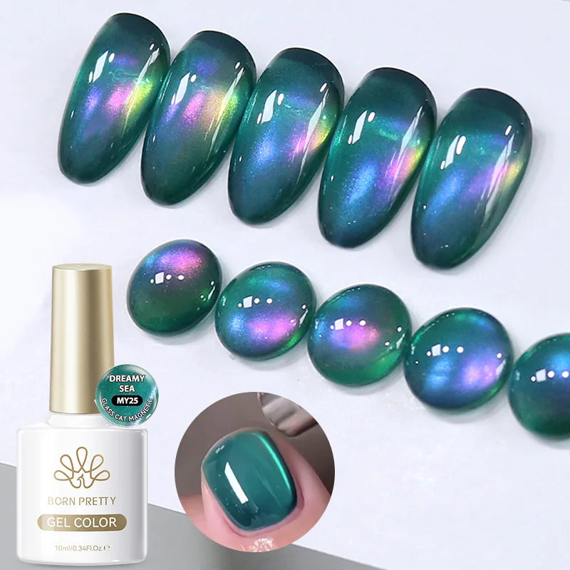 BORN PRETTY 10ml Rhine Lake Blue Cat Magnetic Gel Dark Blue Glitter Soak Off UV Gel Nail Art Varnish Manicure Nail Art Salon