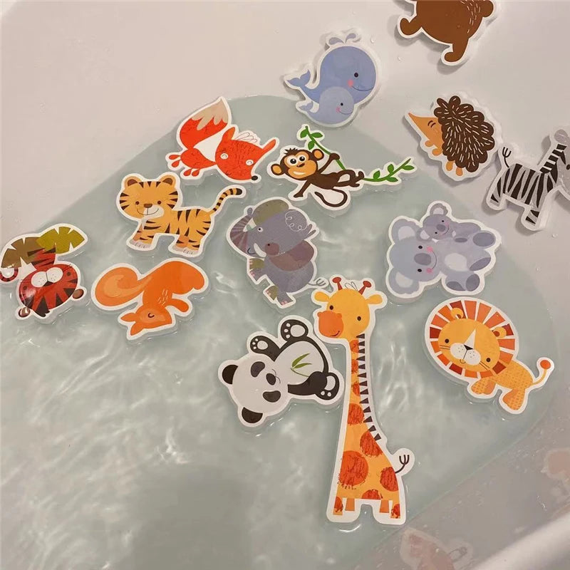 Baby Toy Animal Bath Toys for Kids Soft EVA Paste Bathroom Toys Animal Cognitive Floating Water Toys for Boys Girls 2 to 4 Years