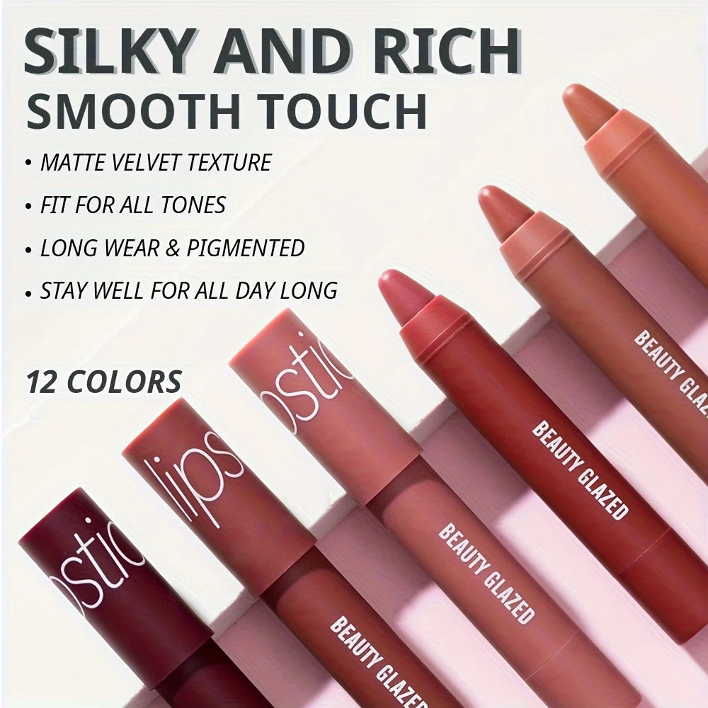 2pcs Matte Lip Liner & Gloss Set - Long-Lasting Waterproof, Non-Stick Formula with Precision Tip, Matte Lip Pencil & Gloss Combo