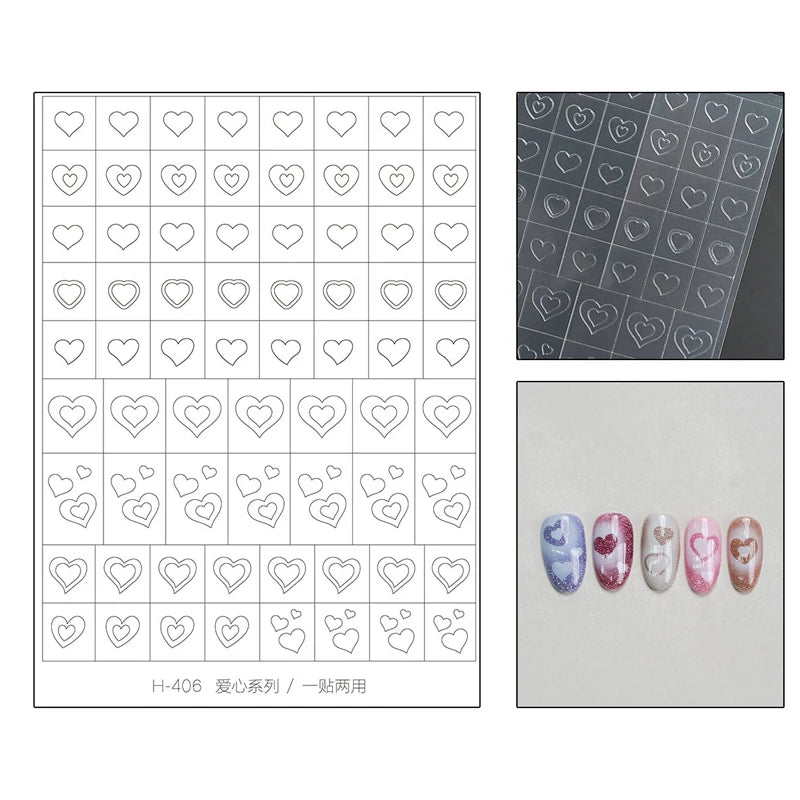 5Pcs Hollow Out Butterfly Nail Art Stencils Stickers Spray Painted Design Love Pattern Template Nail Decals Auxiliary Tools