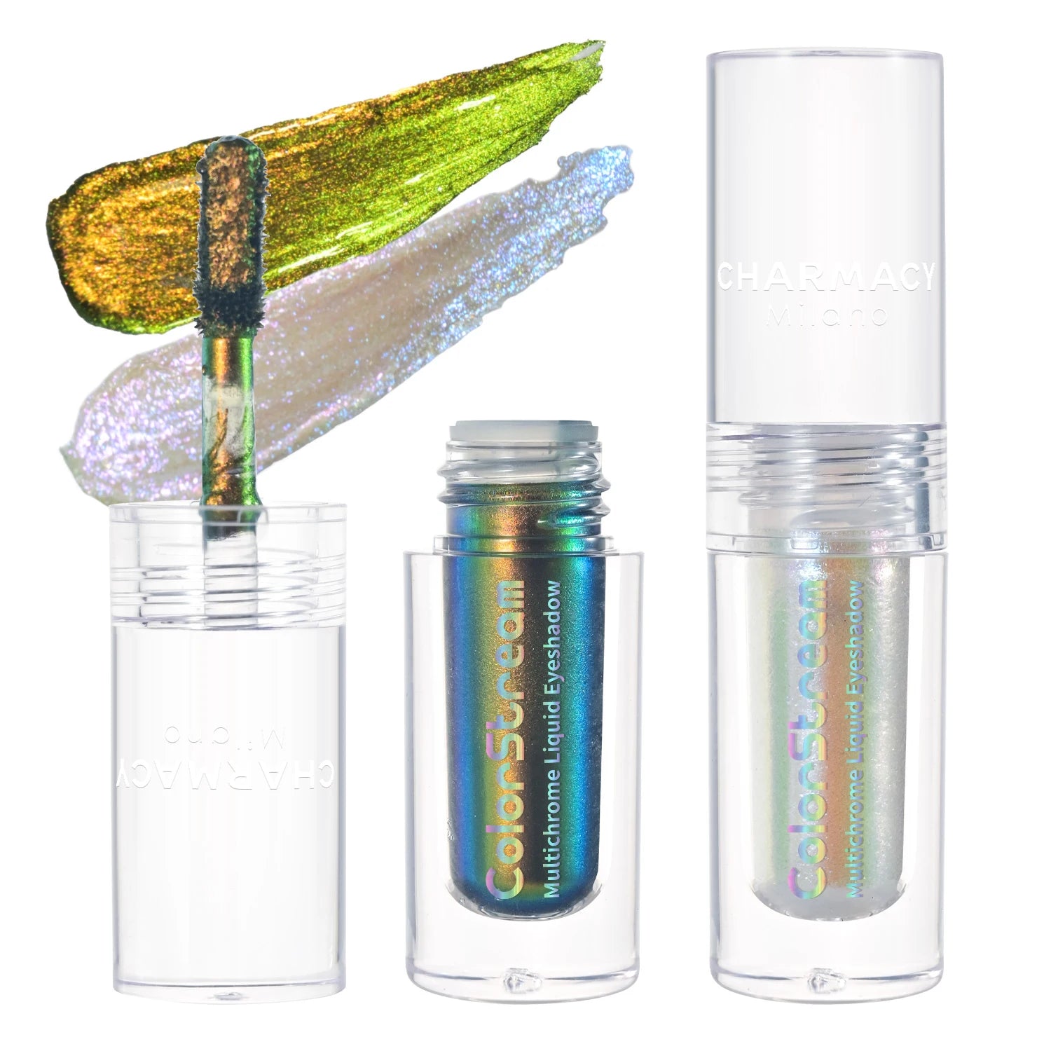 CHARMACY 2pcs/set Multichrome Eyeshadow Liquid 1.5ml Waterproof Longstay Glitter Eye Shadow High Gloss Christmas Holiday Makeup
