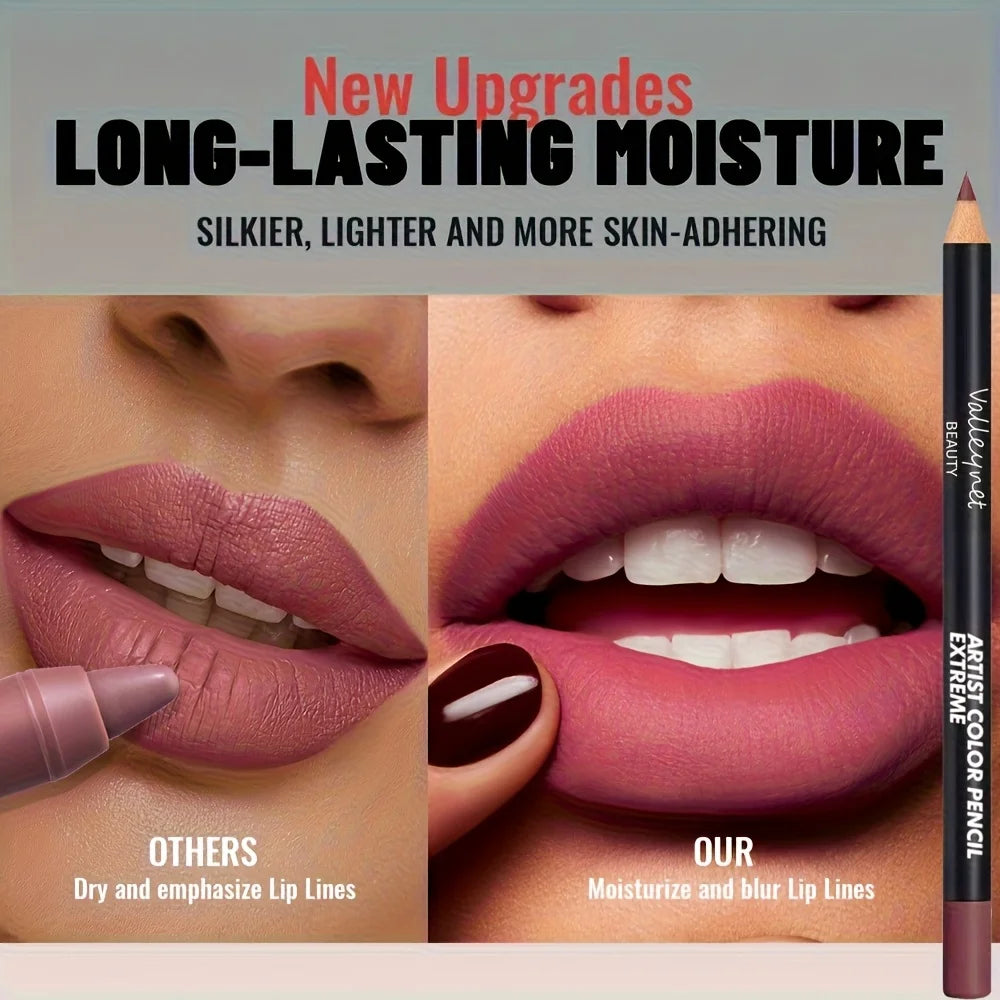 2pcs Matte Lip Liner & Gloss Set - Long-Lasting Waterproof, Non-Stick Formula with Precision Tip, Matte Lip Pencil & Gloss Combo