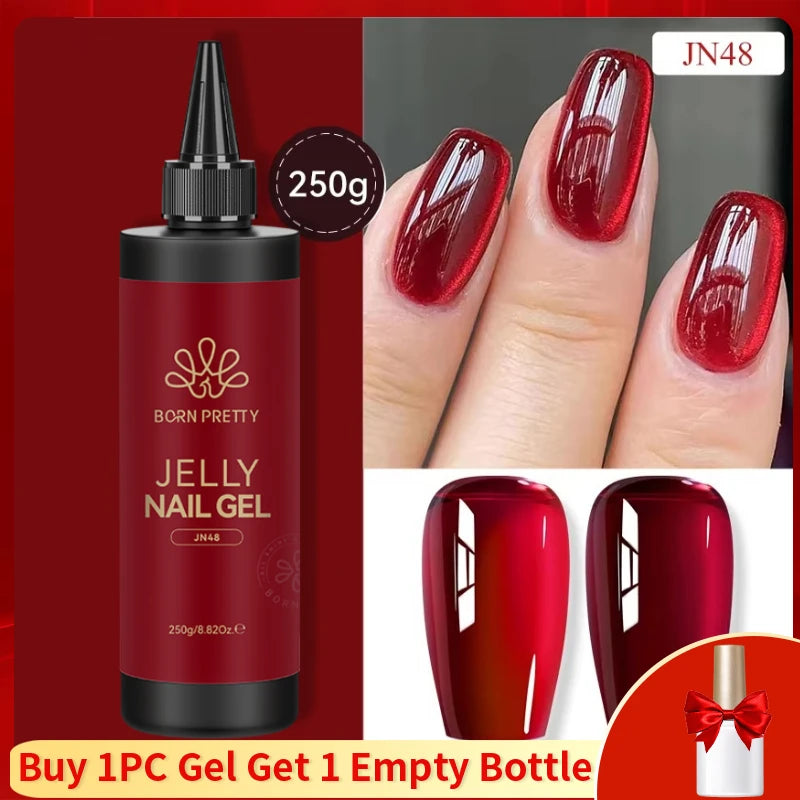 BORN PRETTY 250g Super Top Coat Base Gel Soak off UV LED Drying Long Lasting Semi Permanent Jelly Nude Pink Gel Nail Polish