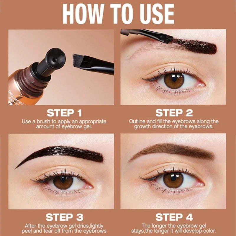 3 Colors Semi-permanent Tattoo Peel Off Eyebrow Dye Cream Waterproof Brow Black Sweatproof Gel Natural Long-Wearing Eye Makeup