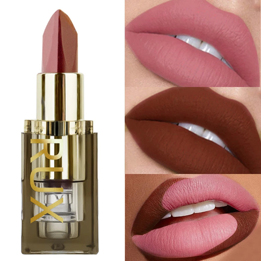 1pc Two-tone Matte Lipstick Pink Waterproof Lip Makeup Easy to Use Lipstick Refill Lip Tint, Long Lasting Lip Senior Cosmetic Gi