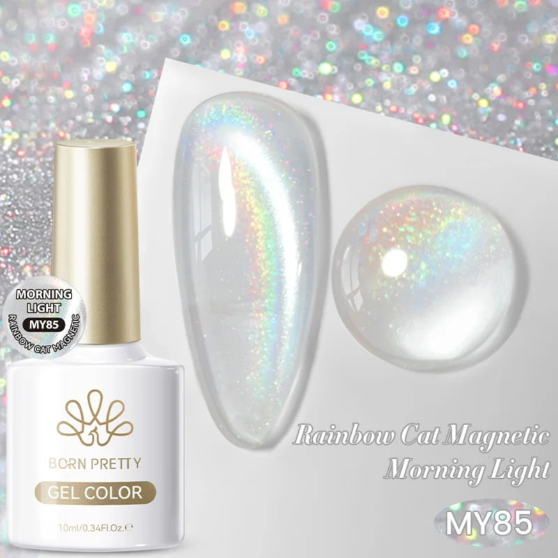 BORN PRETTY 10ml Autumn Gold Pink Glitter Cat Magnetic Gel Nail Polish Jelly Pink Semi Permanent Soak Off UV LED Varnish