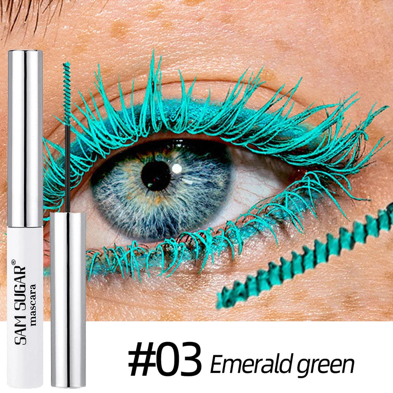 Colorful Curling Mascara Fine Brush Lengthens Eyelashes Thick Waterproof Blue Mascara Natural Eyelash Green Halloween Eye Makeup