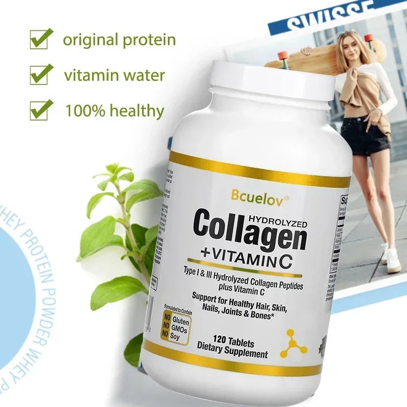 Hydrolyzed Collagen Capsules - Hair, Skin, and Nail Support Supplement, Promotes Joint and Bone Health, Types I and III Collagen
