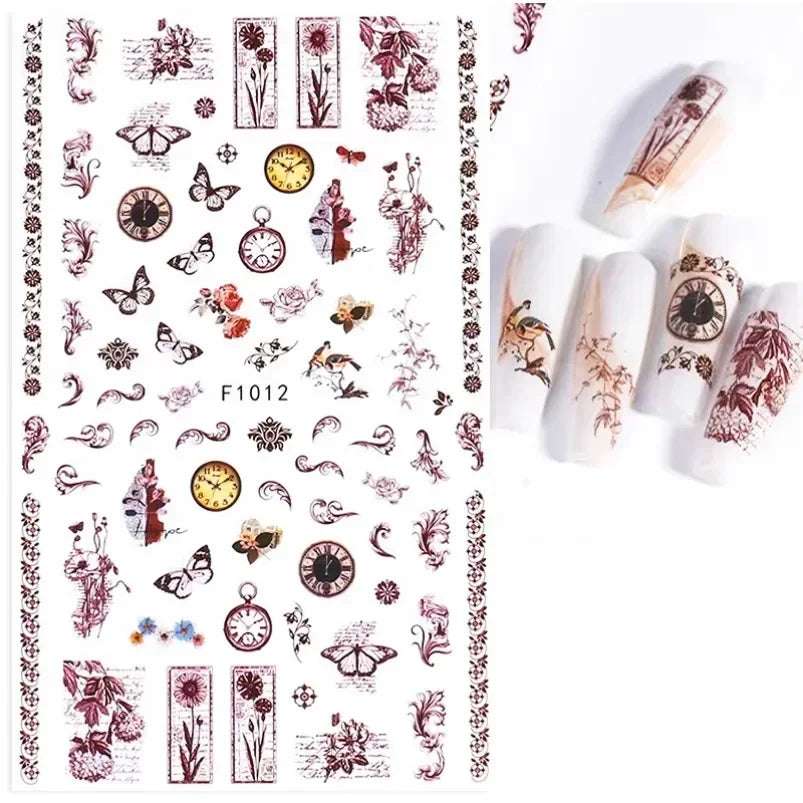 Cherry Blossom 3D Nail Stickers White Flower Petals Nail Art Decals Elegant Wedding Design Spring Sakura Manicure Slider Decor