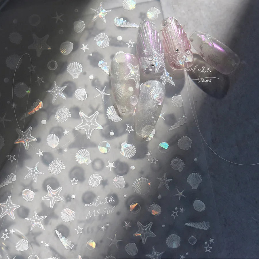 Shiny Blowing Bubble Nail Decorations Stickers 5D Shell Light Love Cat Bubble TransferSlider Sticker DIY Summer Manicure Decals