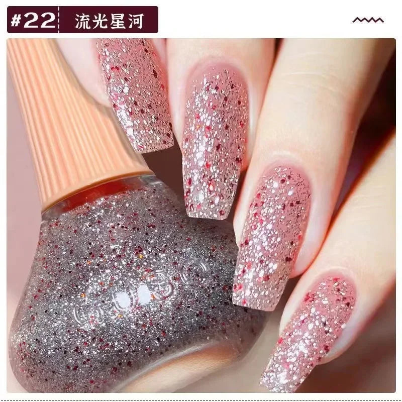 12ml  No-bake Quick Dry Nail Polish Shimmer Nail Polish Quick Dry No Peelable Long Lasting Nail Art Varnish 45 Colors