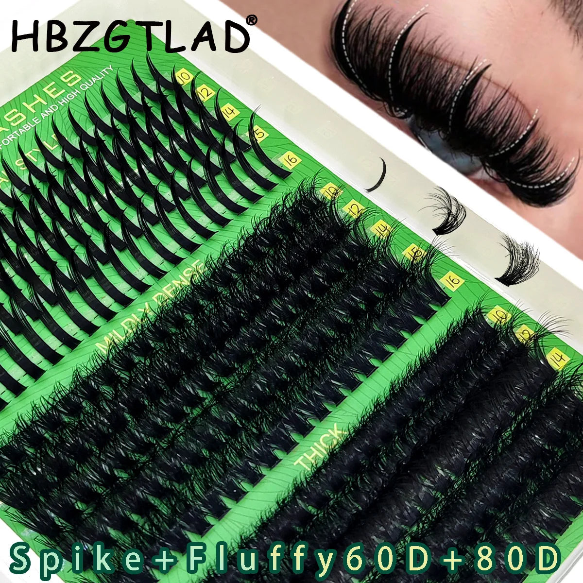 HBZGTLAD fluffy curled eyelashes 60D-200D natural style handmade eyelash bundle 5D mink eyelash clusters eyelash extensions fals