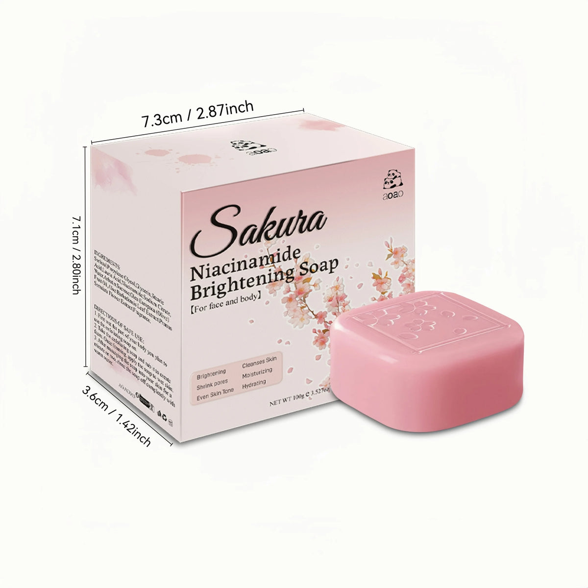AOAO Sakura Brightening Bar Soap -Formaldehyde-Free,  Cherry Blossom Scent, Deep Cleansing, Moisturizing