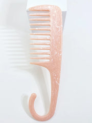 Cute Pink Hair Comb Marble Big Wide Tooth Comb Simple Texture Hairdressing Hairbrush Female Anti-static Detangler Brush Set