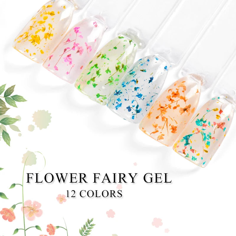 5ml Mtssii Dried Flower Gel Nail Polish Natural Flower Fairy Series Semi Permanent Soak Off UV Nail Art Varnish Manicure Design