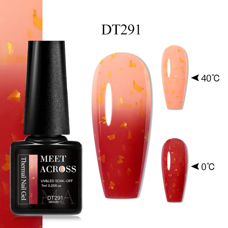 MEET ACROSS 7ml 36Colors Glitter Thermal Gel Nail Polish 3 Colors Changing Soak Off Gel Winter Semi Permanant Nail Art Varnish