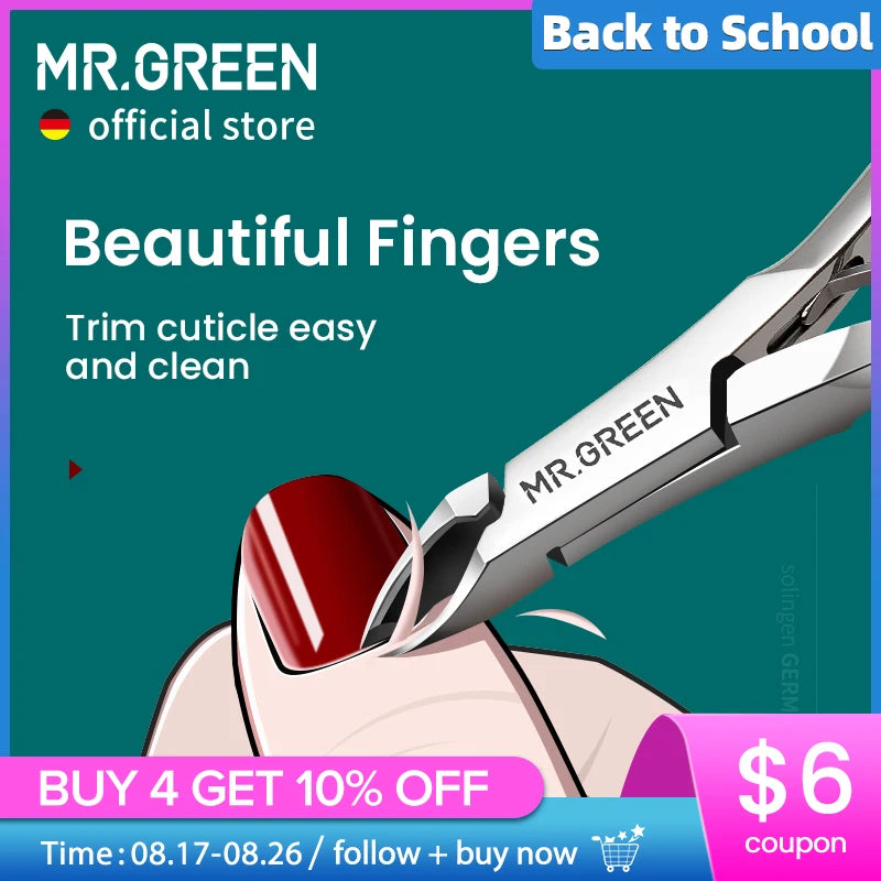 MR.GREEN Cuticle Nippers Nail Manicure Cuticle Scissors Clippers Trimmer Dead Skin Remover Pedicure Stainless Steel Cutters Tool