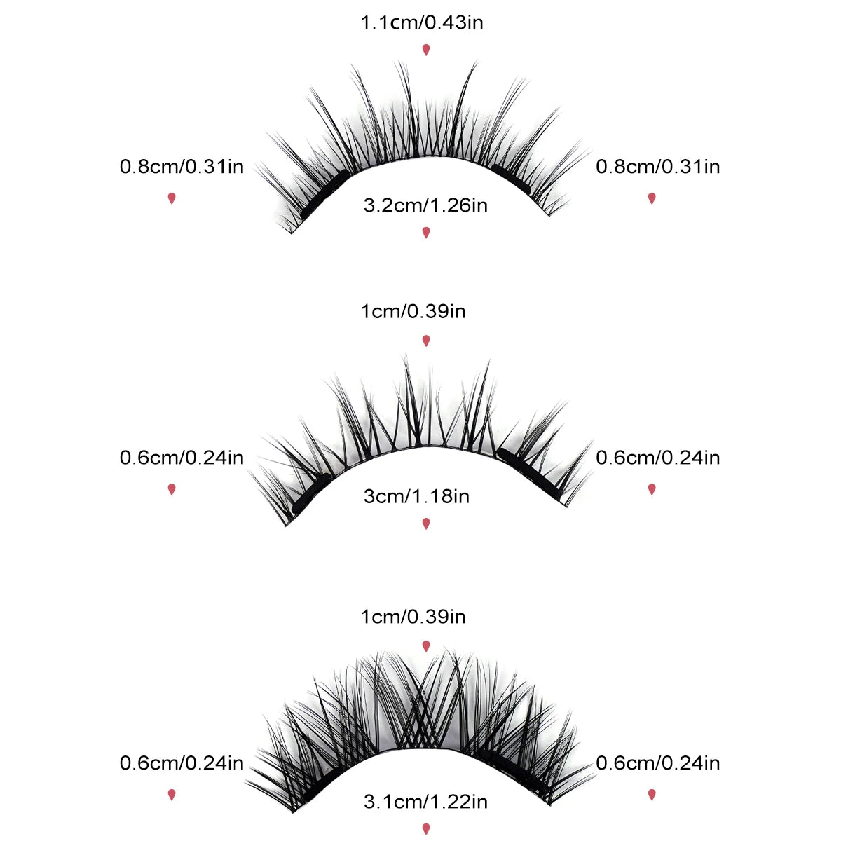 MAGEFY 3 Pairs Magnetic Eyelashes with Applicator Glue Free Reusable Magnetic Lashes Multiple Styles Natural Anime Magnetic Lash