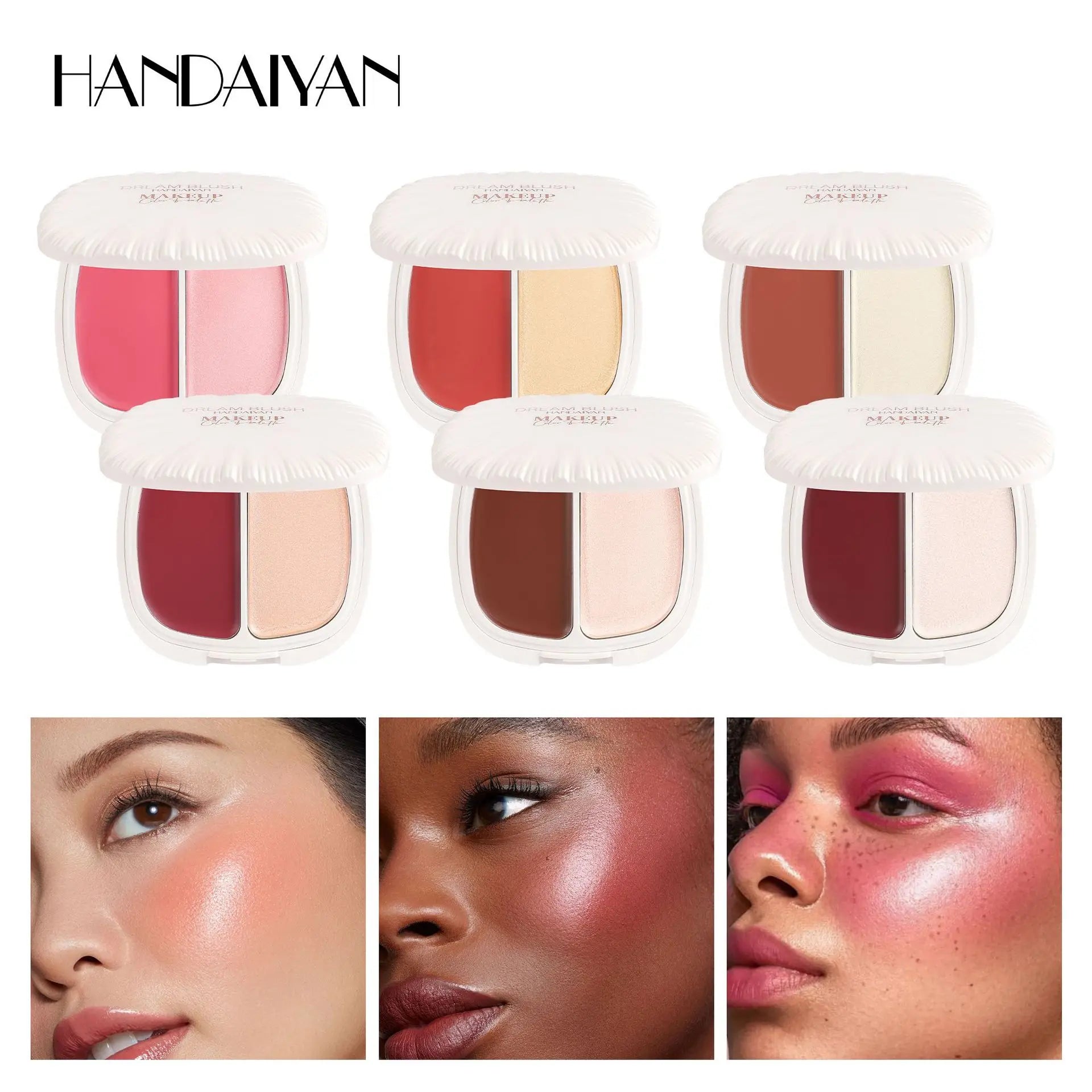2 In 1 Dream Blush Highlighter Palette Natural Glow Face Contour Long Lasting Luminous Finish Healthy Radiance Duo