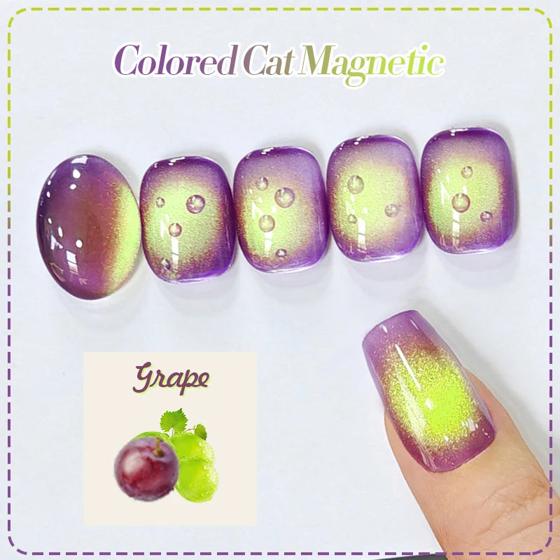 BORN PRETTY 10ml Fruit Green Purple Cat Magnetic Gel Nail Polish 2025 New Whitening Guava Grape Glass Bead Nail Varnish Supplies