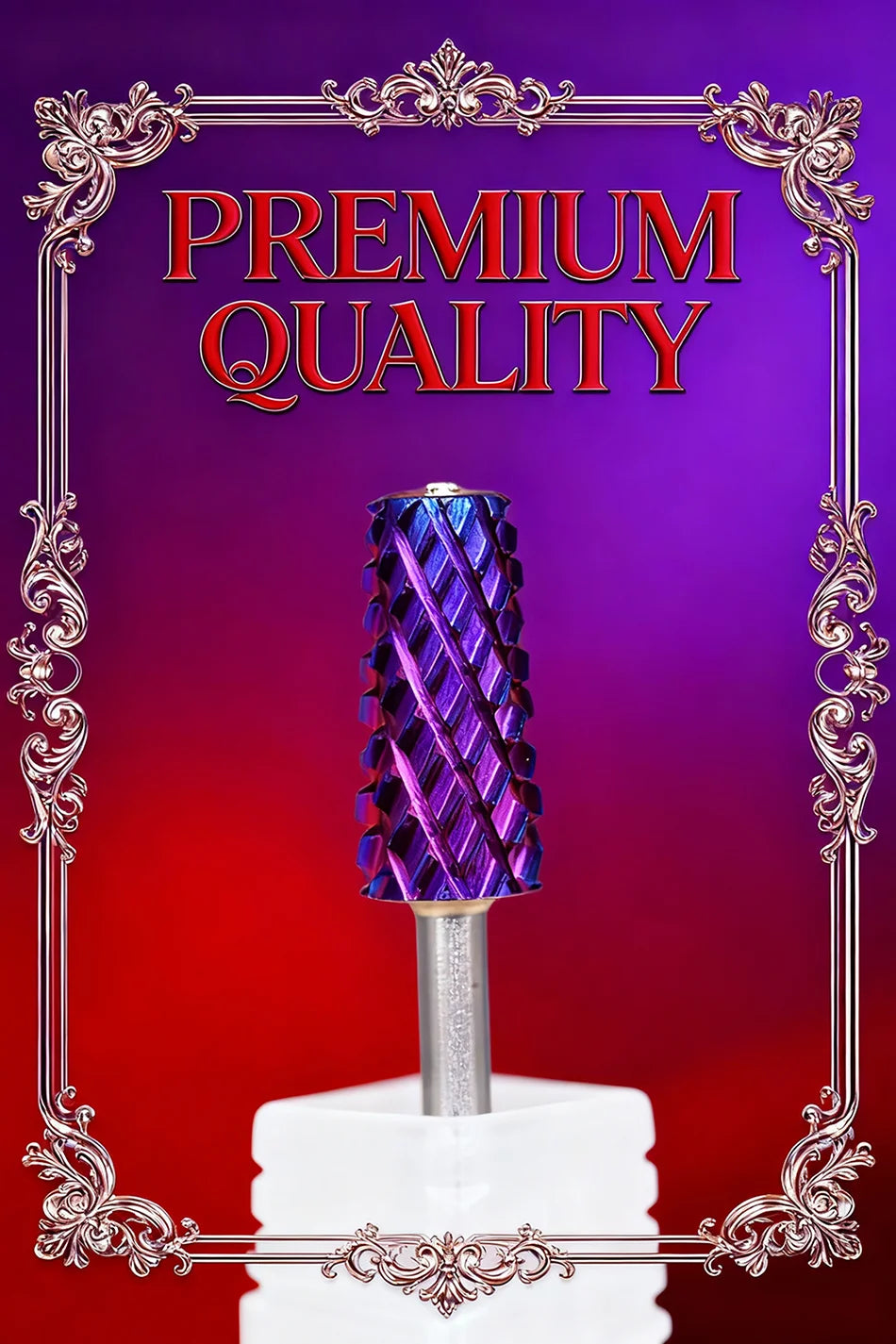 RolinStar 6.6 Safety Large Diamond Crystal Trapezium Tapered Barrel purple  steel Carbide milling cutter nail drill bit