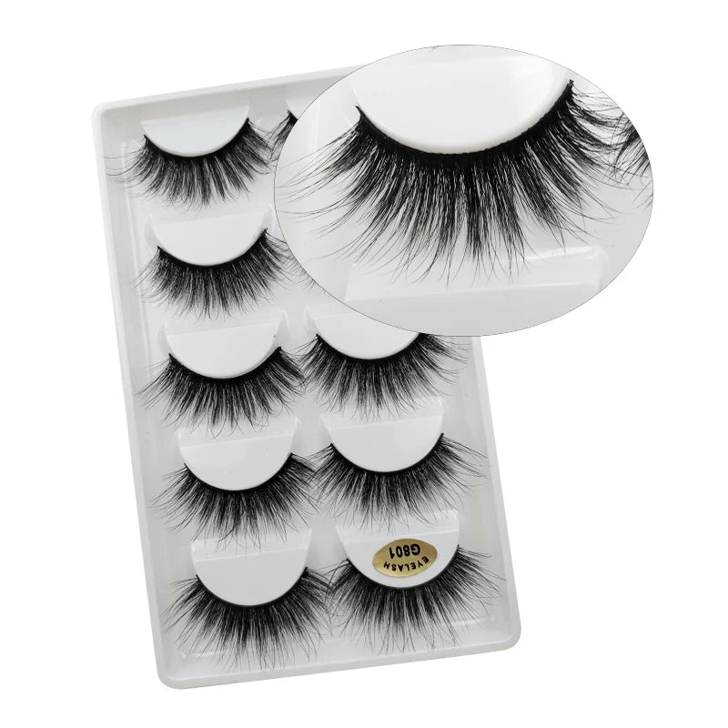 3/5 Pairs 3D Faux Mink Hair Soft Eyelashes Natural Thick Long False Eyelashes Dramatic Fake Lashes Handmade Eyelashes Faux Cils