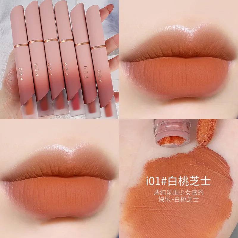 Dual-Use Liquid Matte Lipstick Lip Balm Pink Long-Lasting Non-Stick to Cup 6 Colors Available for Lip And Cheek Makeup