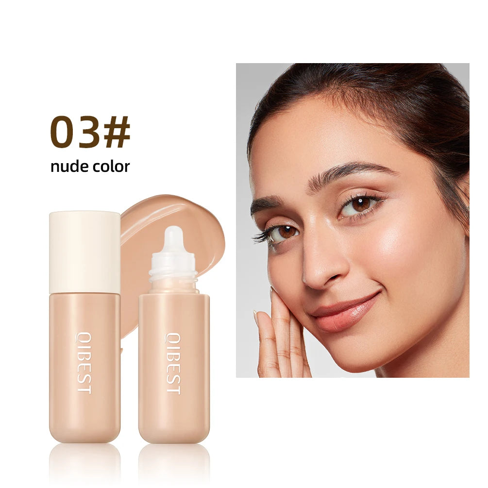 QIBEST Face Base Foundation Cream Primer Hydrating Waterproof Liquid Concealer Full Coverage Lasting Invisible Pore Face Makeup