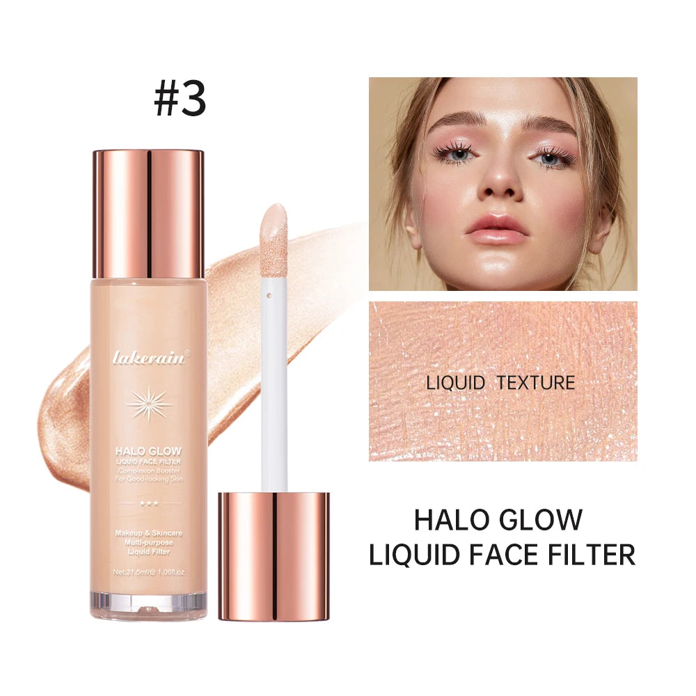 8colors Halo Glow Liquid Filter Liquid Highlighter Face Contouring Pearlescent Makeup Brightener Bronzer Glow Body Face Cosmetic