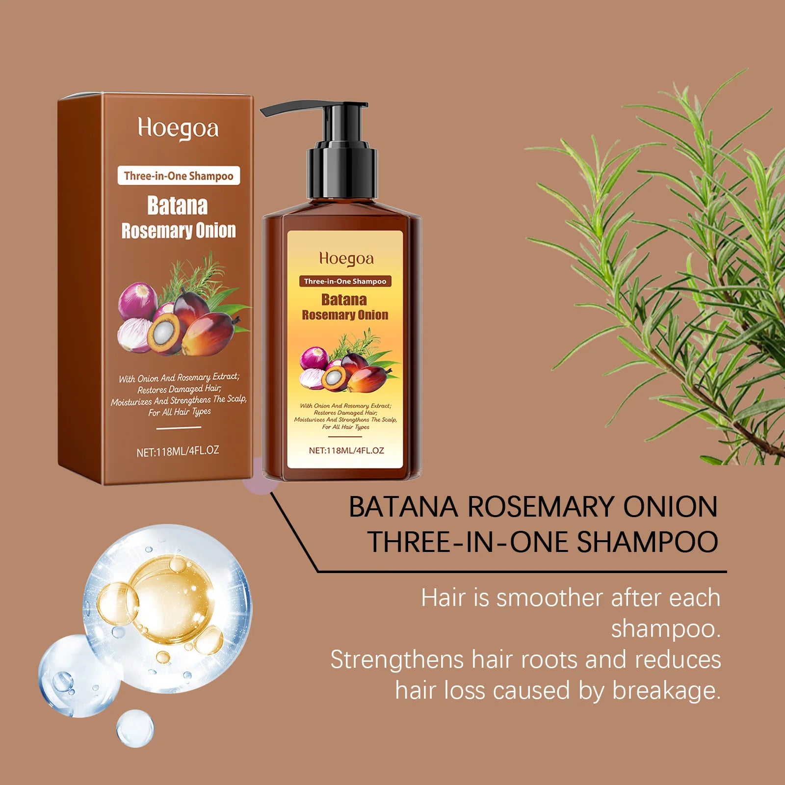 Batana Rosemary Shampoo  Anti-Hair Loss Shampoo Strengthens Hair Roots Soothes Scalp Deep Cleansing Smooth Hair Care Shampoo